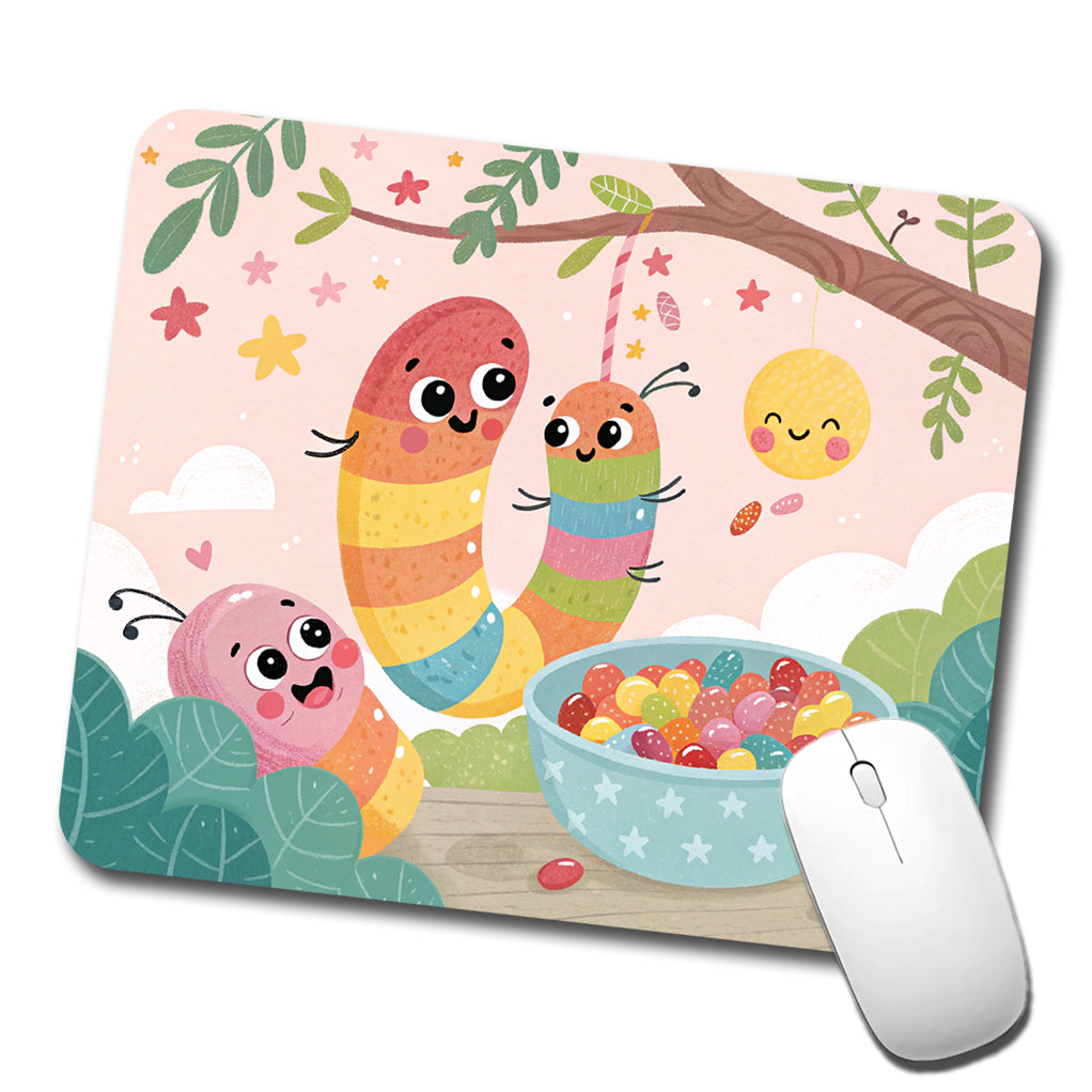 Kawaii Gummi Worms Jelly Beans Low Profile Mouse Pad Mat