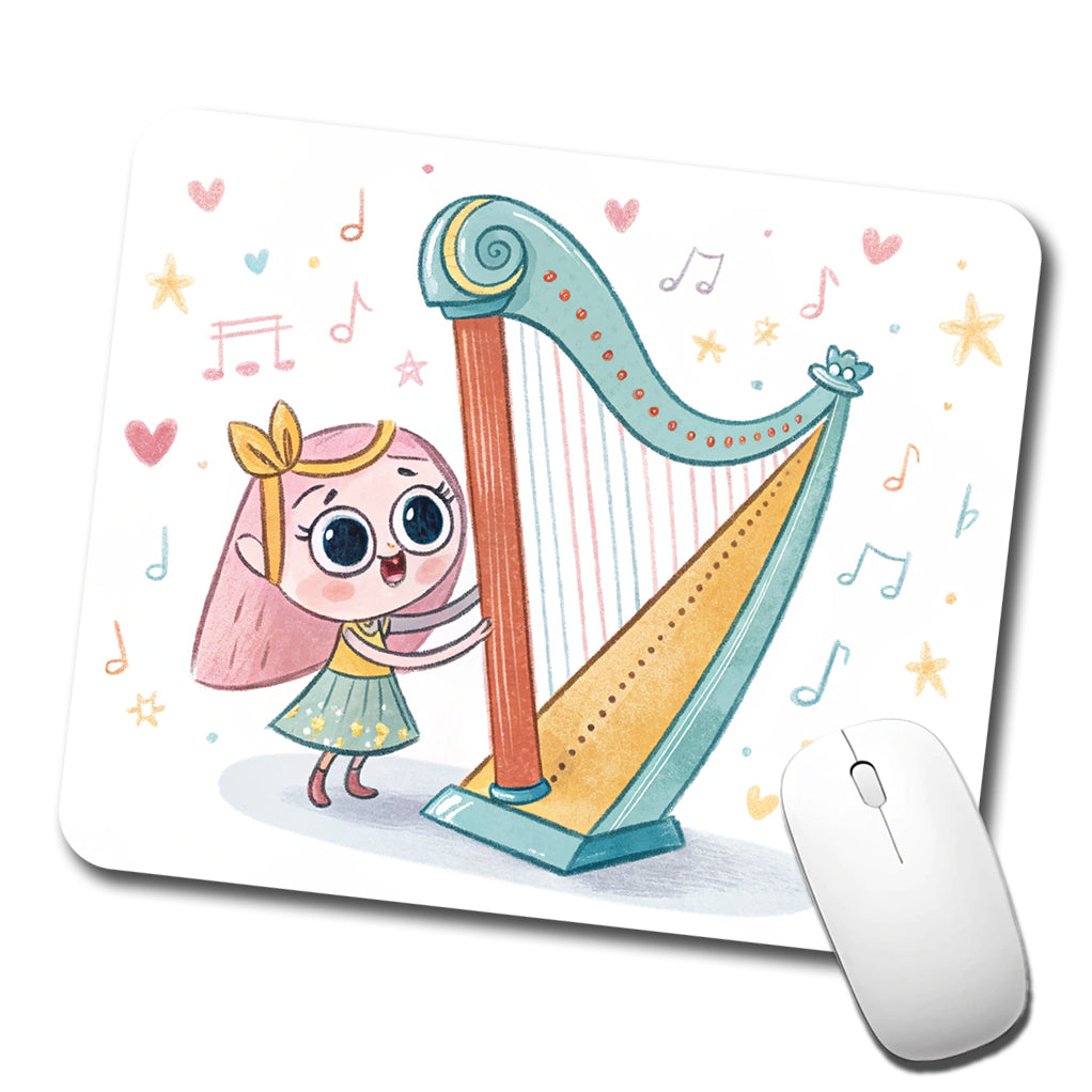 Kawaii Harp Music Low Profile Mouse Pad Mat