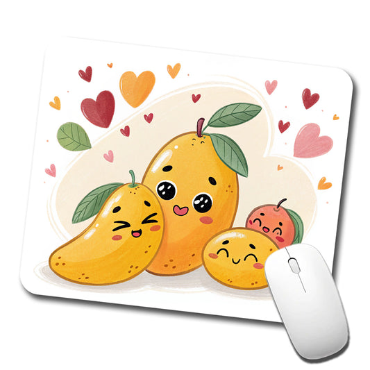 Kawaii Mangos And Hearts Low Profile Mouse Pad Mat
