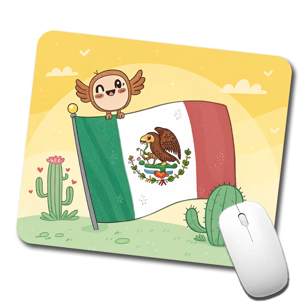 Kawaii Mexico Mexican Flag Low Profile Mouse Pad Mat