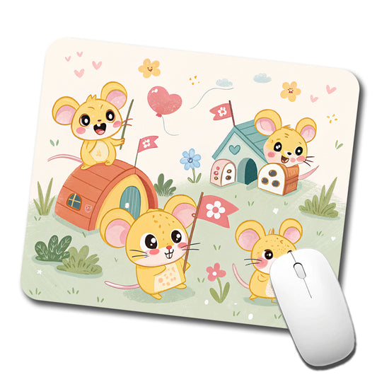Kawaii Mice Mouse Low Profile Mouse Pad Mat