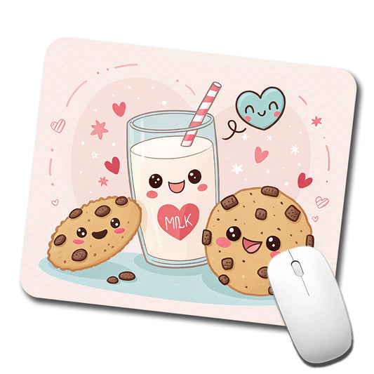 Kawaii Milk And Cookies Low Profile Mouse Pad Mat