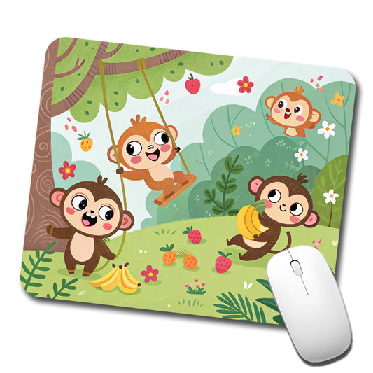 Kawaii Monkeys Low Profile Mouse Pad Mat