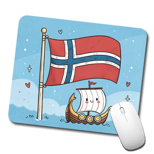 Kawaii Norway Flag Low Profile Mouse Pad Mat