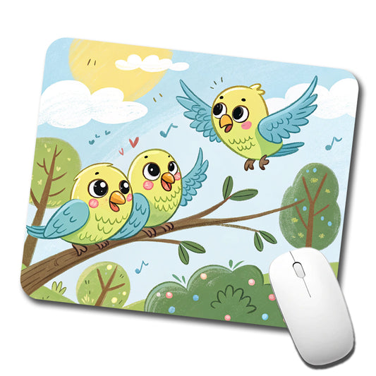 Kawaii Parakeets Low Profile Mouse Pad Mat