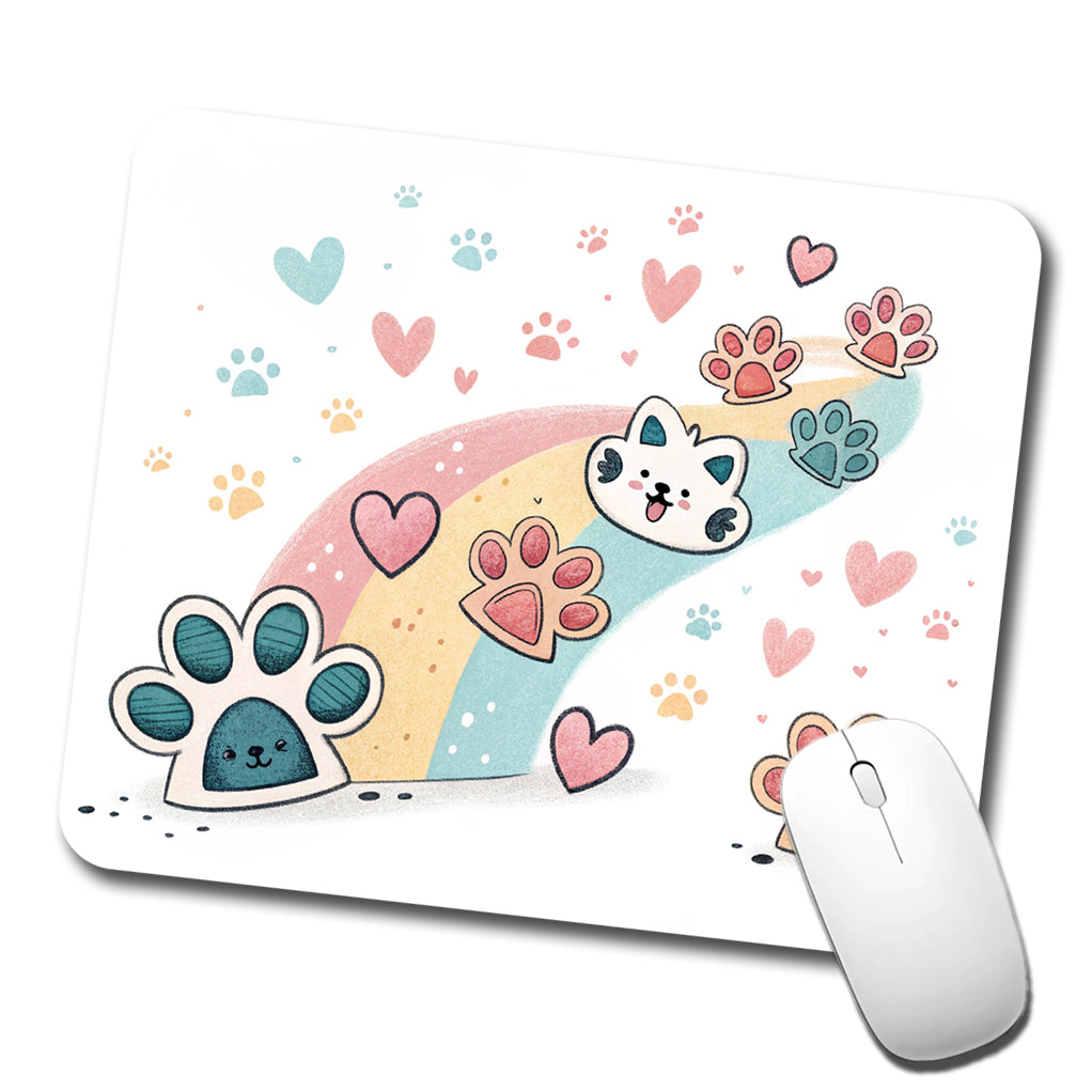 Kawaii Paw Prints And Hearts Sty Low Profile Mouse Pad Mat