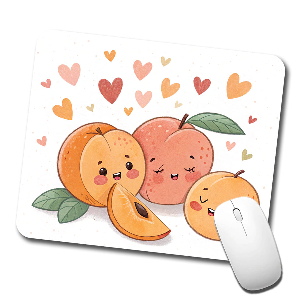 Kawaii Peaches And Hearts Low Profile Mouse Pad Mat
