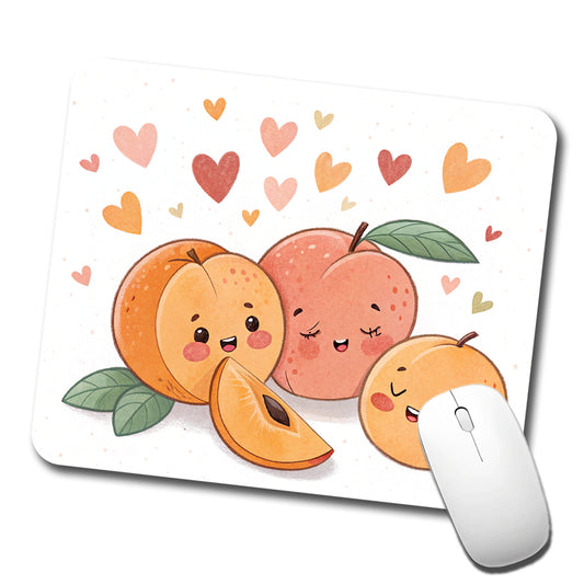 Kawaii Peaches And Hearts Low Profile Mouse Pad Mat