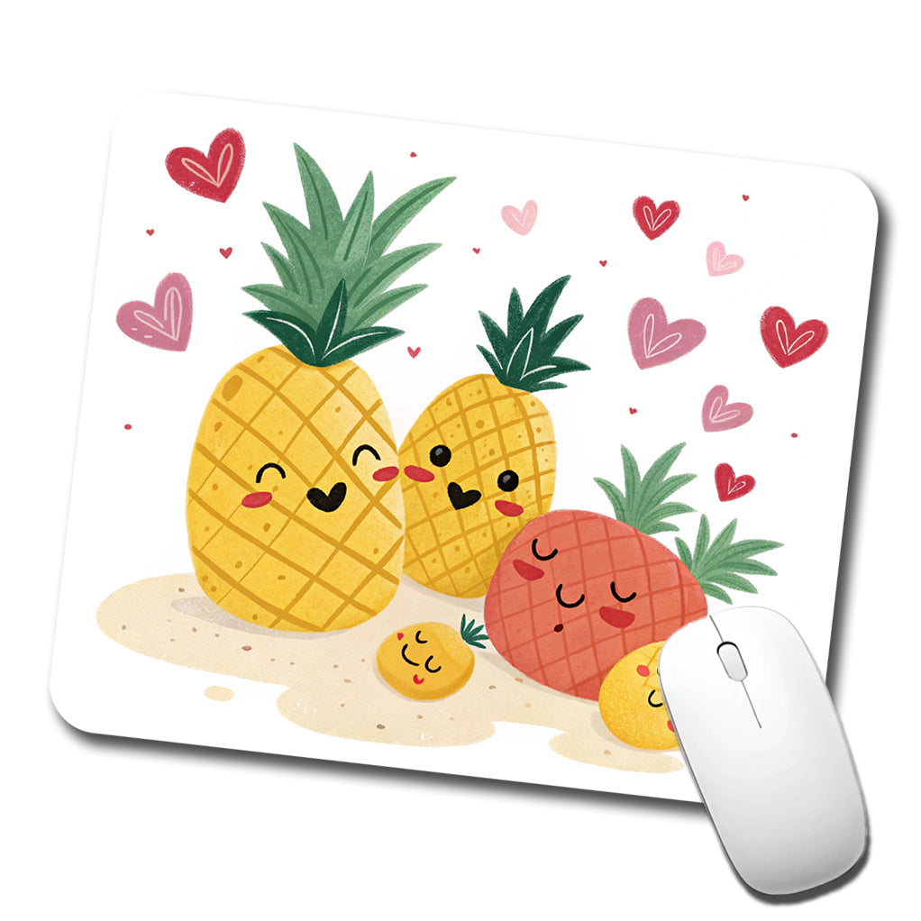 Kawaii Pineapples And Hearts Low Profile Mouse Pad Mat