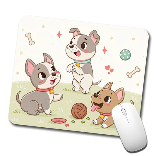 Kawaii Pitbulls Dogs Low Profile Mouse Pad Mat