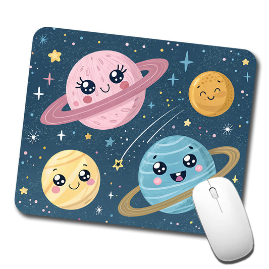 Kawaii Planets Space Astronomy Low Profile Mouse Pad Mat