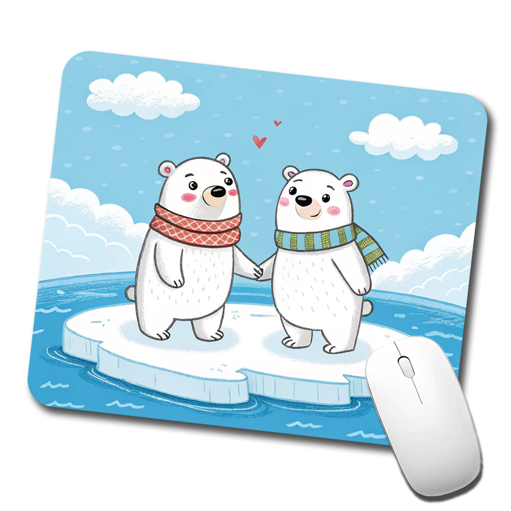 Kawaii Polar Bears In Love Valentine's Day Low Profile Mouse Pad Mat