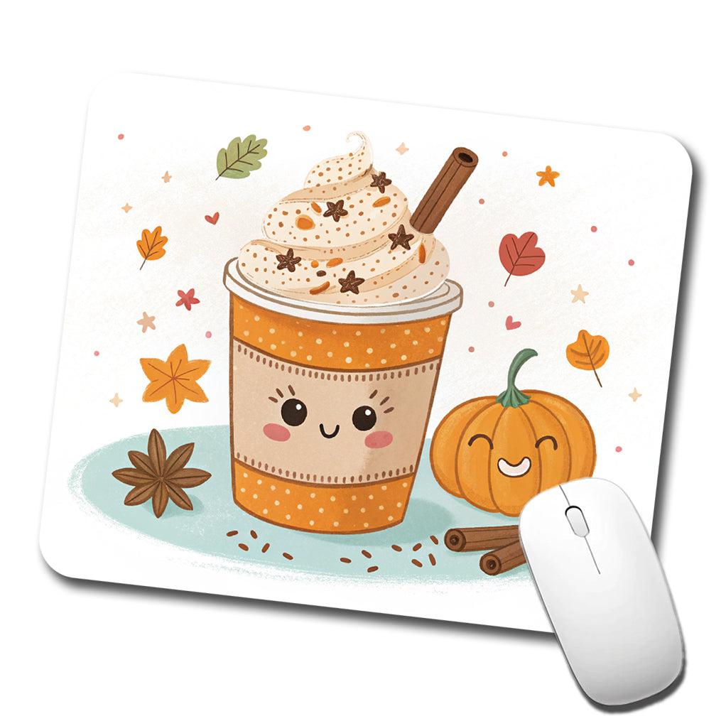 Kawaii Pumpkin Spice Latte Coffee Low Profile Mouse Pad Mat