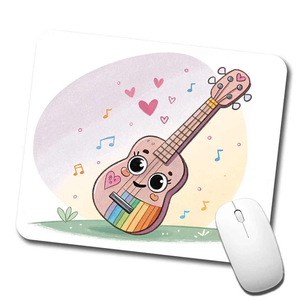 Kawaii Rainbow Ukulele Music Low Profile Mouse Pad Mat