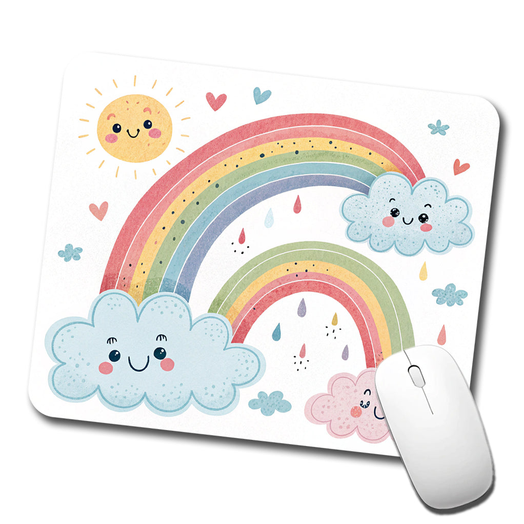 Kawaii Rainbows And Clouds Low Profile Mouse Pad Mat