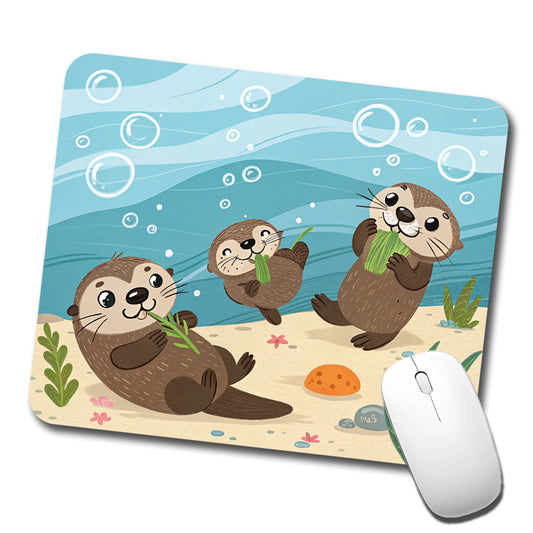 Kawaii Sea Otters Low Profile Mouse Pad Mat