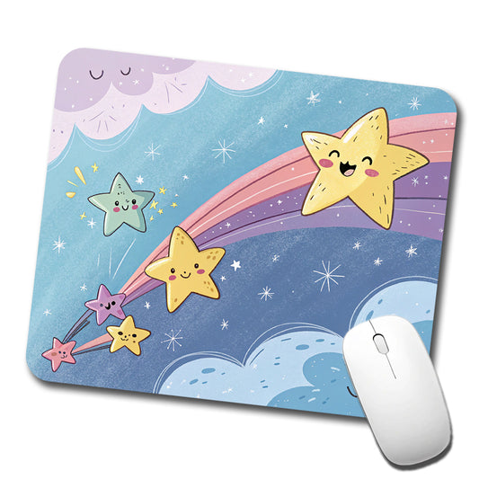 Kawaii Shooting Stars In Space Low Profile Mouse Pad Mat