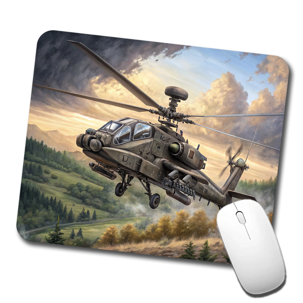 AH-64 Apache US Army Attack Helicopter Flying Low Profile Mouse Pad Mat