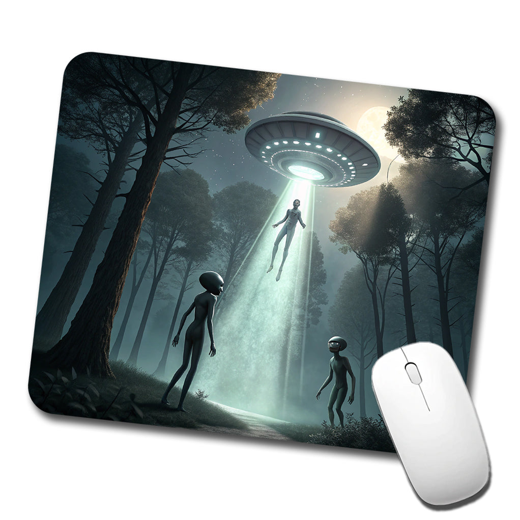 Alien Abduction in the Woods Sci-fi Low Profile Mouse Pad Mat