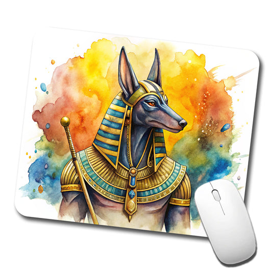 Ancient Egyptian God Anubis Watercolor Low Profile Mouse Pad Mat