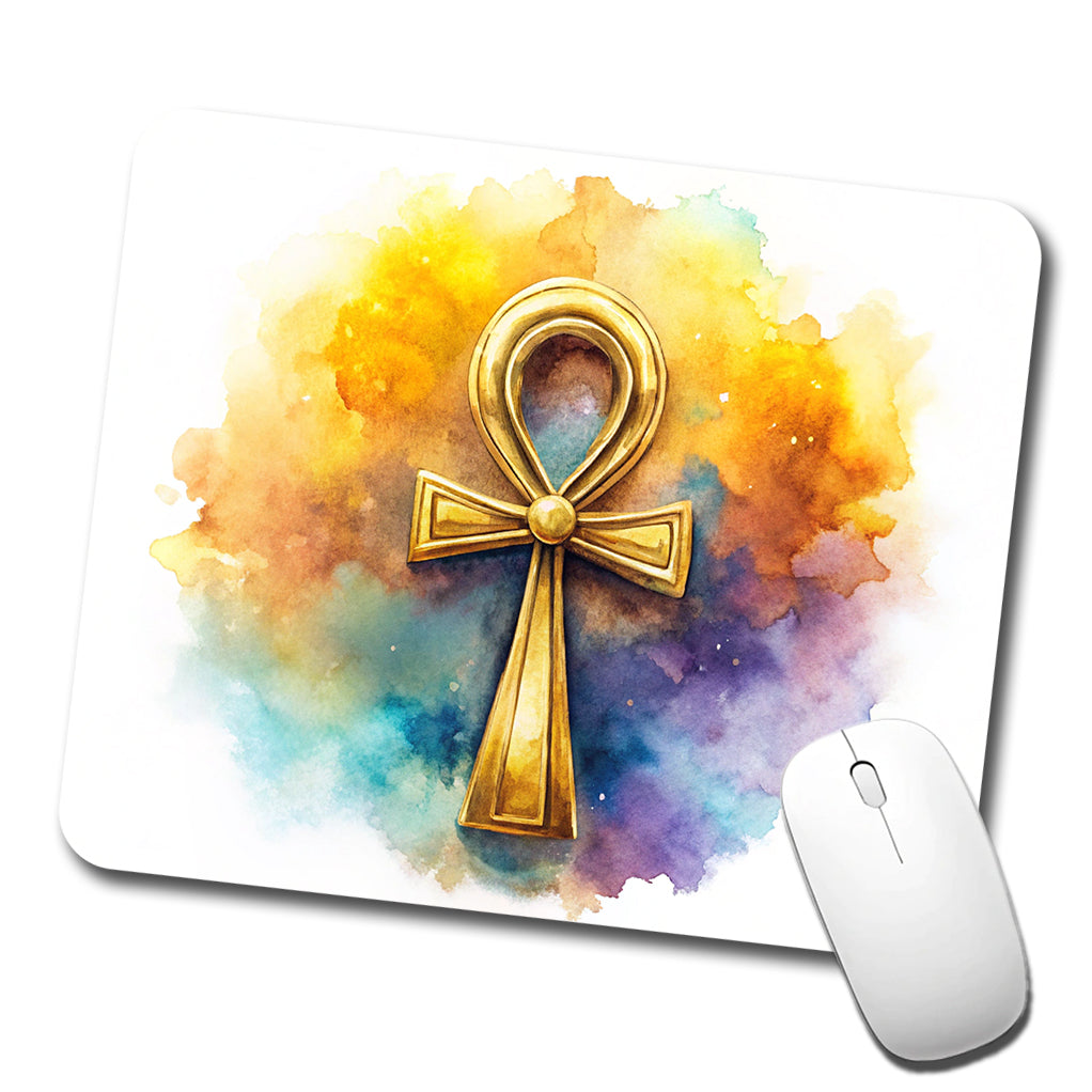 Ancient Egyptian Gold Ankh Watercolor Low Profile Mouse Pad Mat