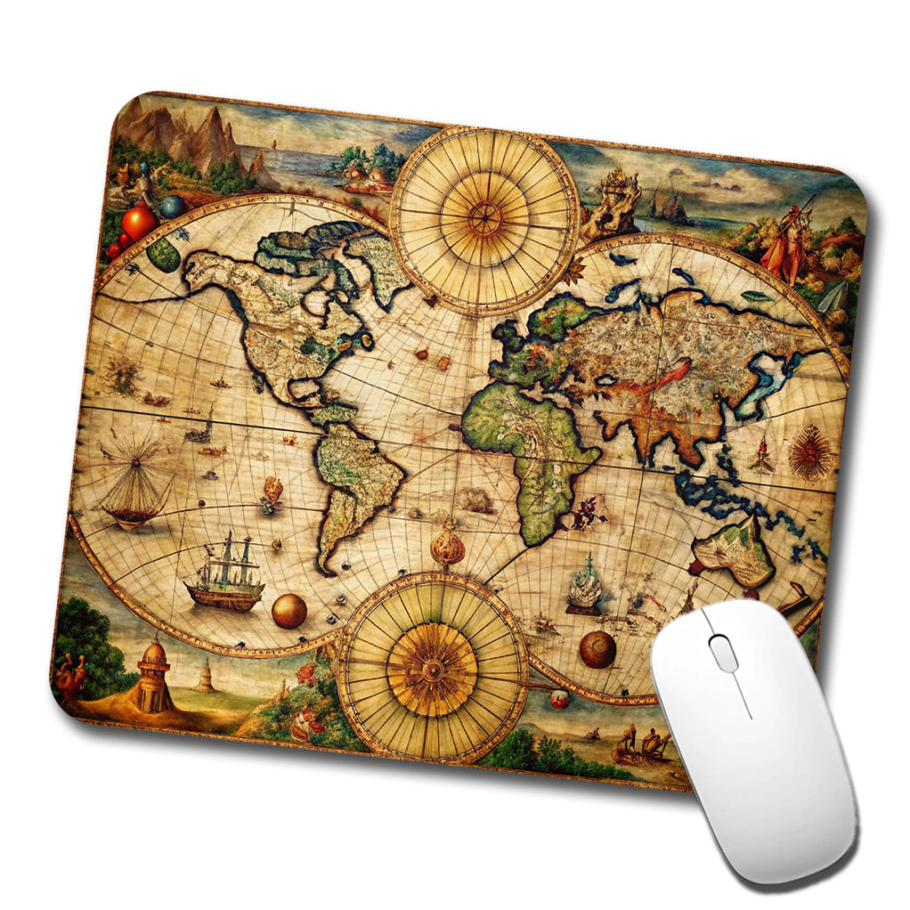 Ancient Nautical World Maritime Map Low Profile Mouse Pad Mat