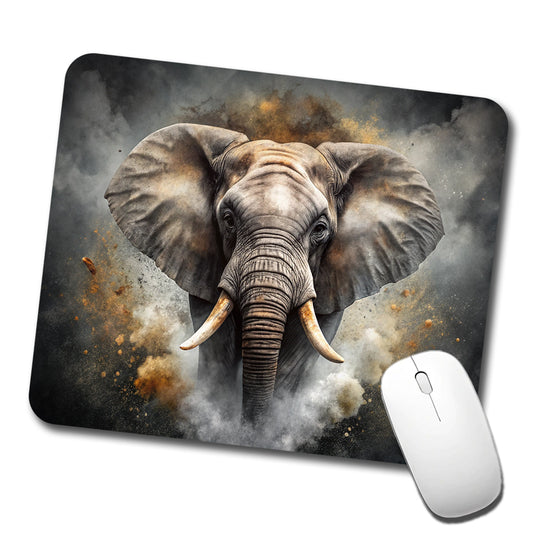 Angry Elephant Black Watercolor Low Profile Mouse Pad Mat