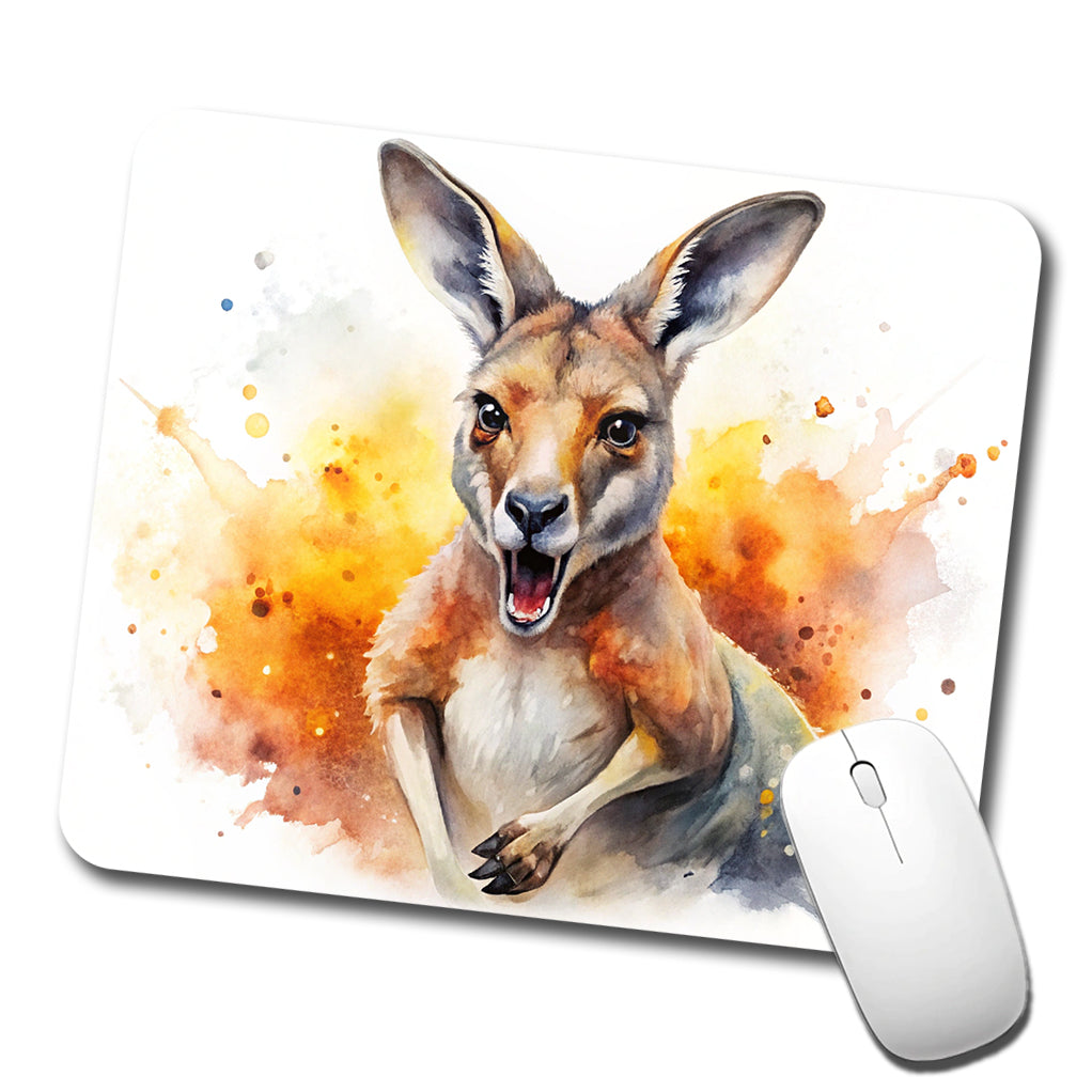 Angry Kangaroo Watercolor Low Profile Mouse Pad Mat