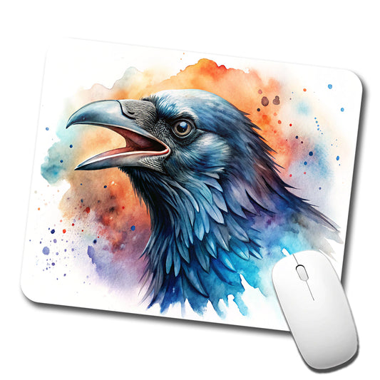 Angry Raven Watercolor Low Profile Mouse Pad Mat