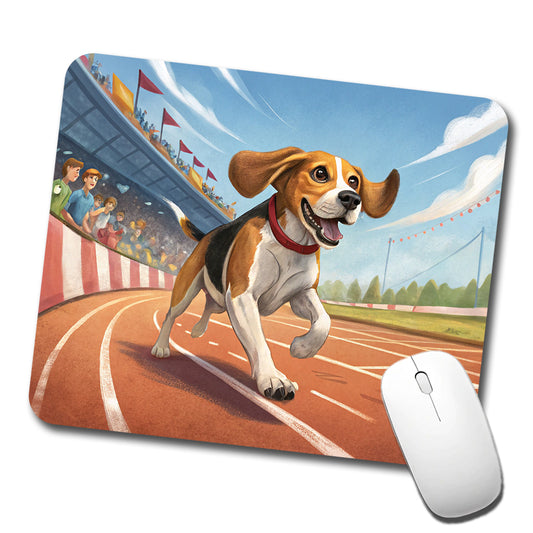 Beagle Dog Racing Low Profile Mouse Pad Mat