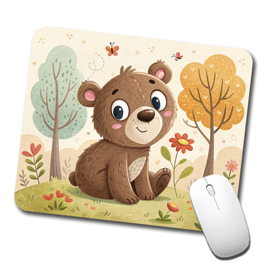 Bear Children's Illustration Style Low Profile Mouse Pad Mat