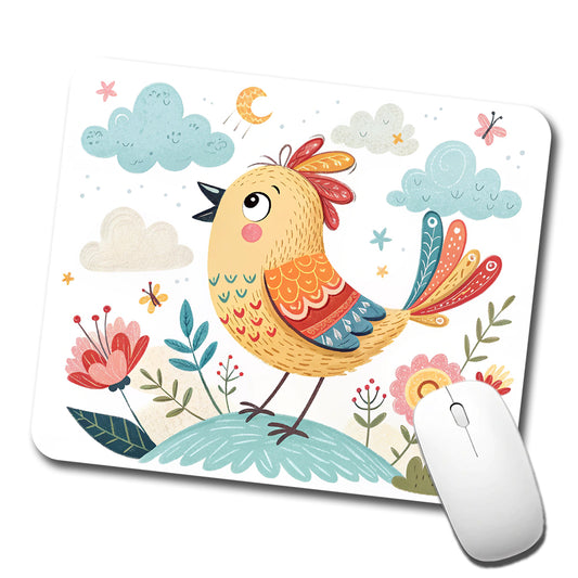 Bird Children's Illustration Style Low Profile Mouse Pad Mat