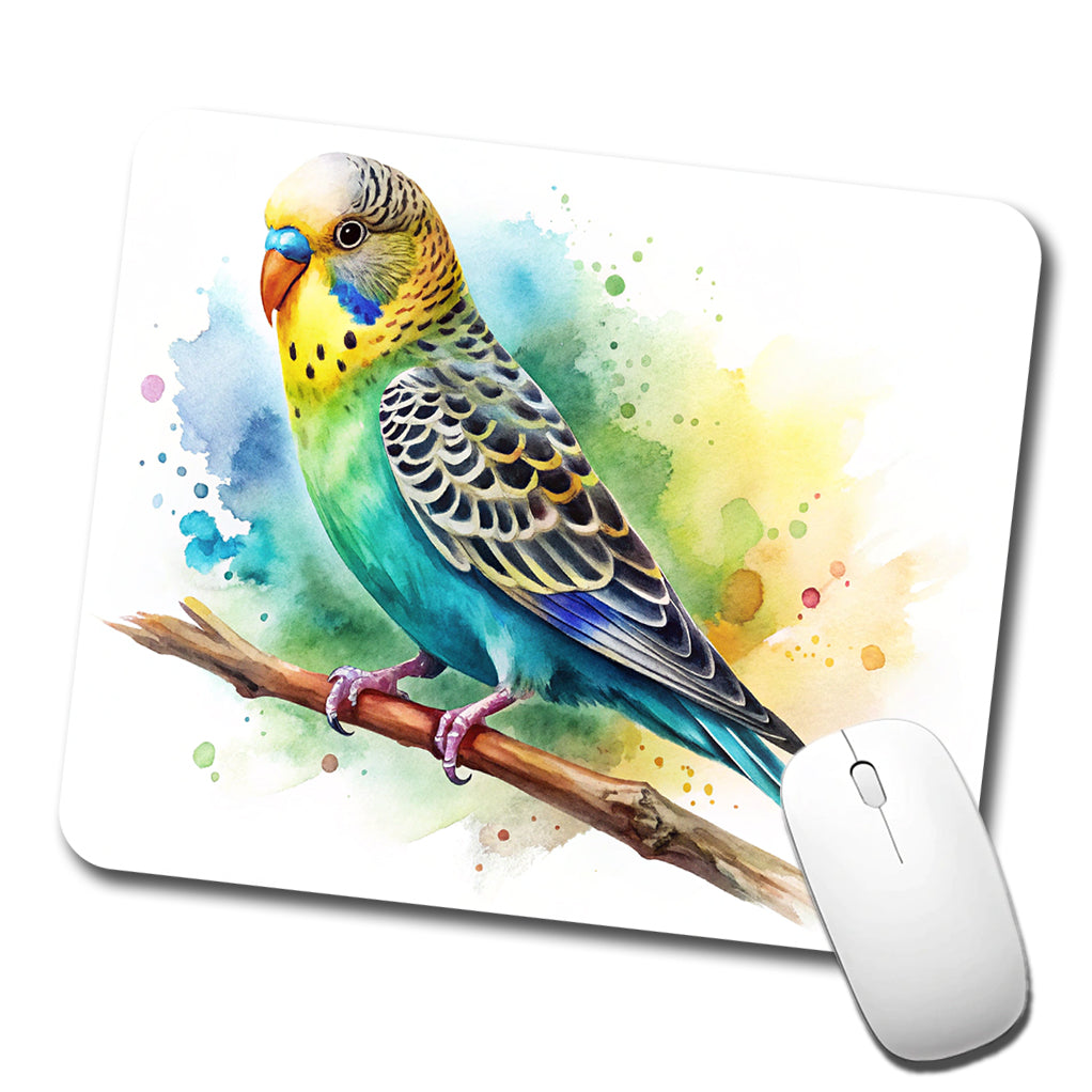 Budgerigar Budgie Parakeet Bird Watercolor Low Profile Mouse Pad Mat