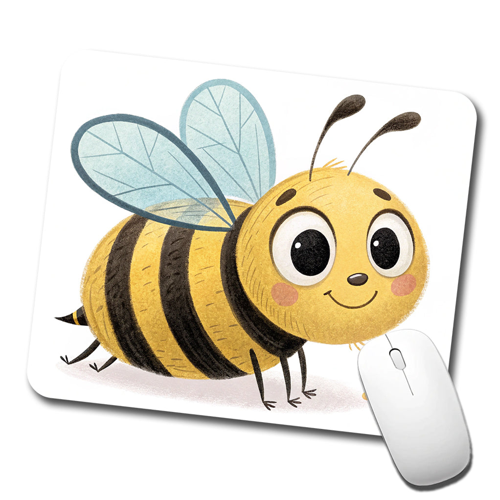 Bumble Bee Children's Illustration Style Low Profile Mouse Pad Mat