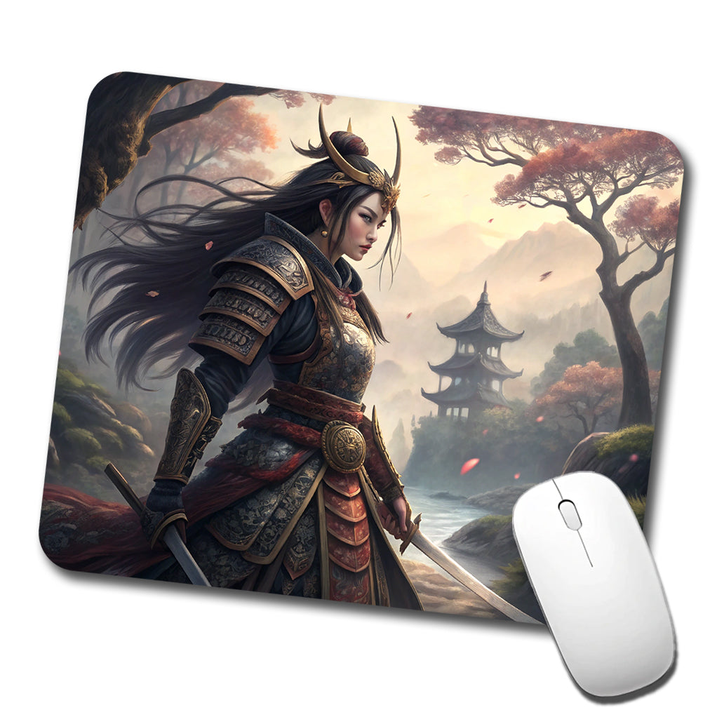 Classic Japanese Anime Style Fantasy Warrior Woman Low Profile Mouse Pad Mat