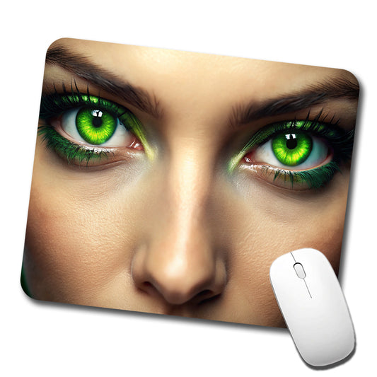 Close-Up Of Green Eyes Low Profile Mouse Pad Mat