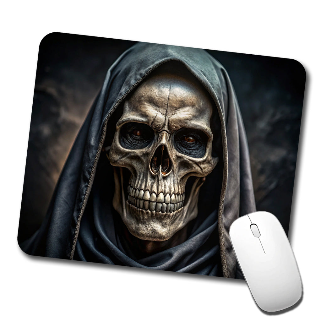 Close-Up Of Grim Reaper Skull Face Halloween Low Profile Mouse Pad Mat
