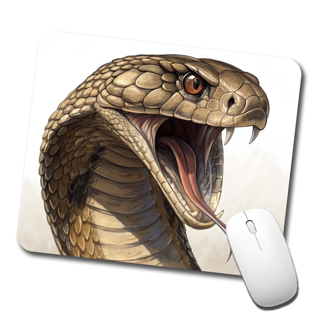 Cobra Snake Head Close-up Scary Reptile Low Profile Mouse Pad Mat