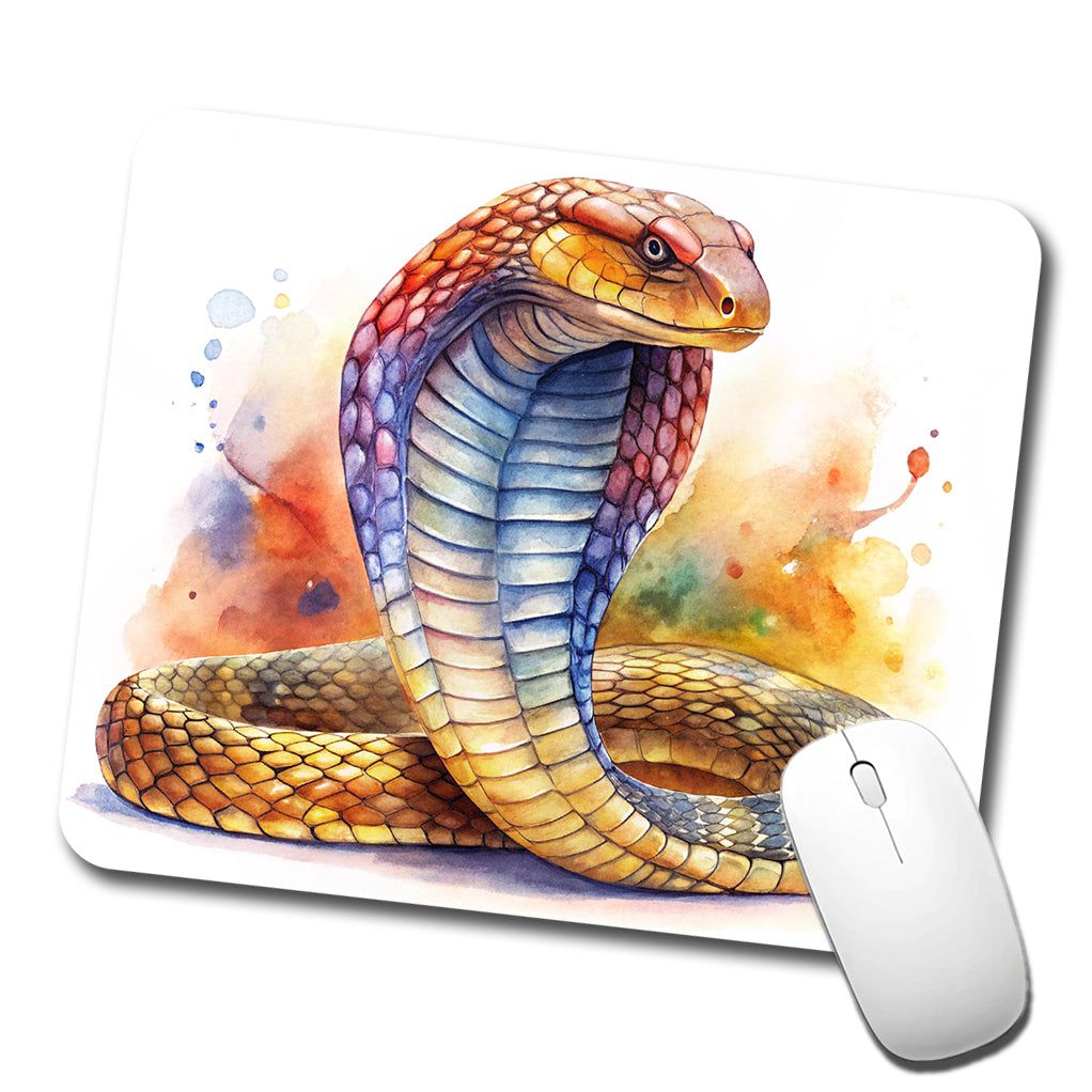 Cobra Snake Watercolor Low Profile Mouse Pad Mat