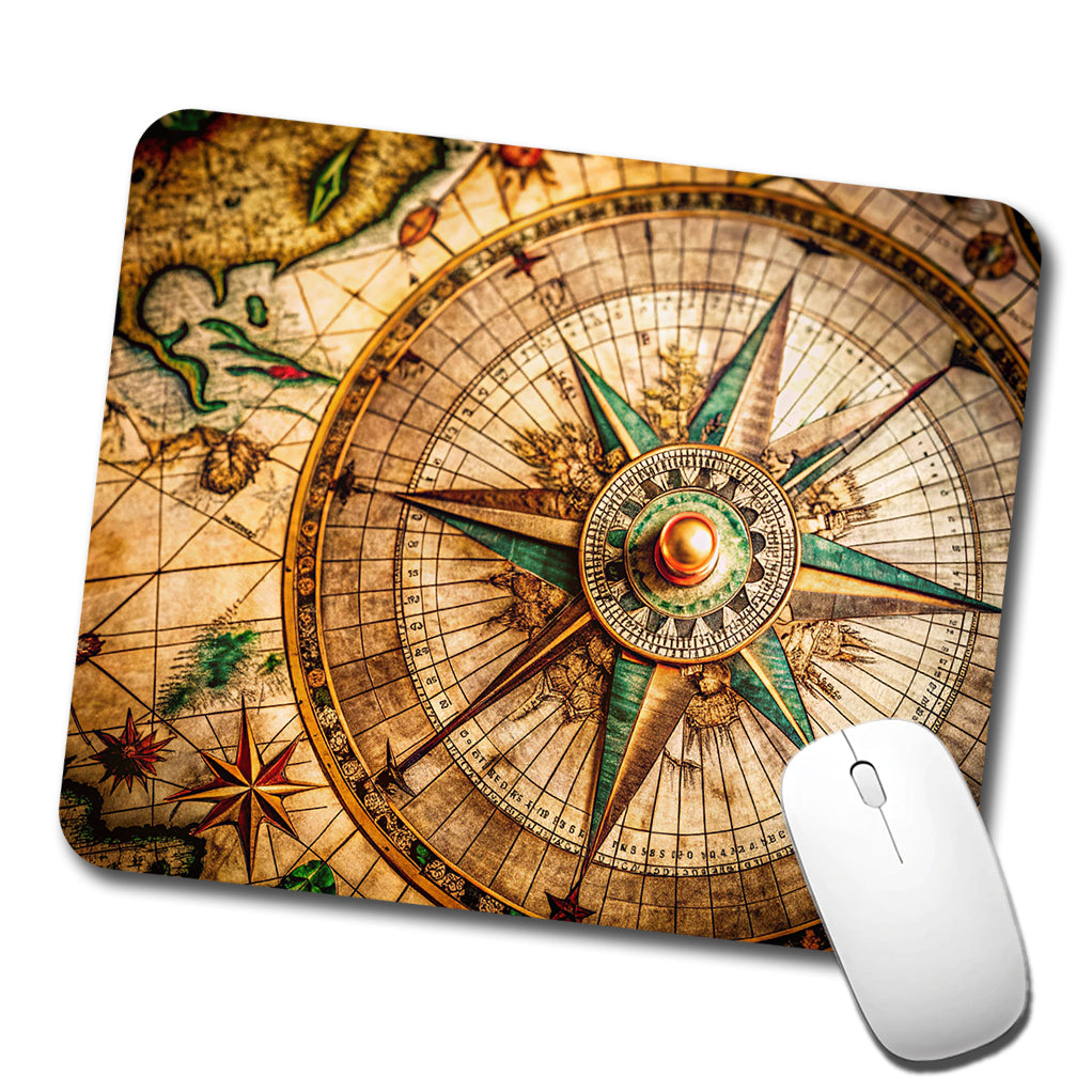 Compass Rose on an Ancient Nautical Maritime Map Low Profile Mouse Pad Mat
