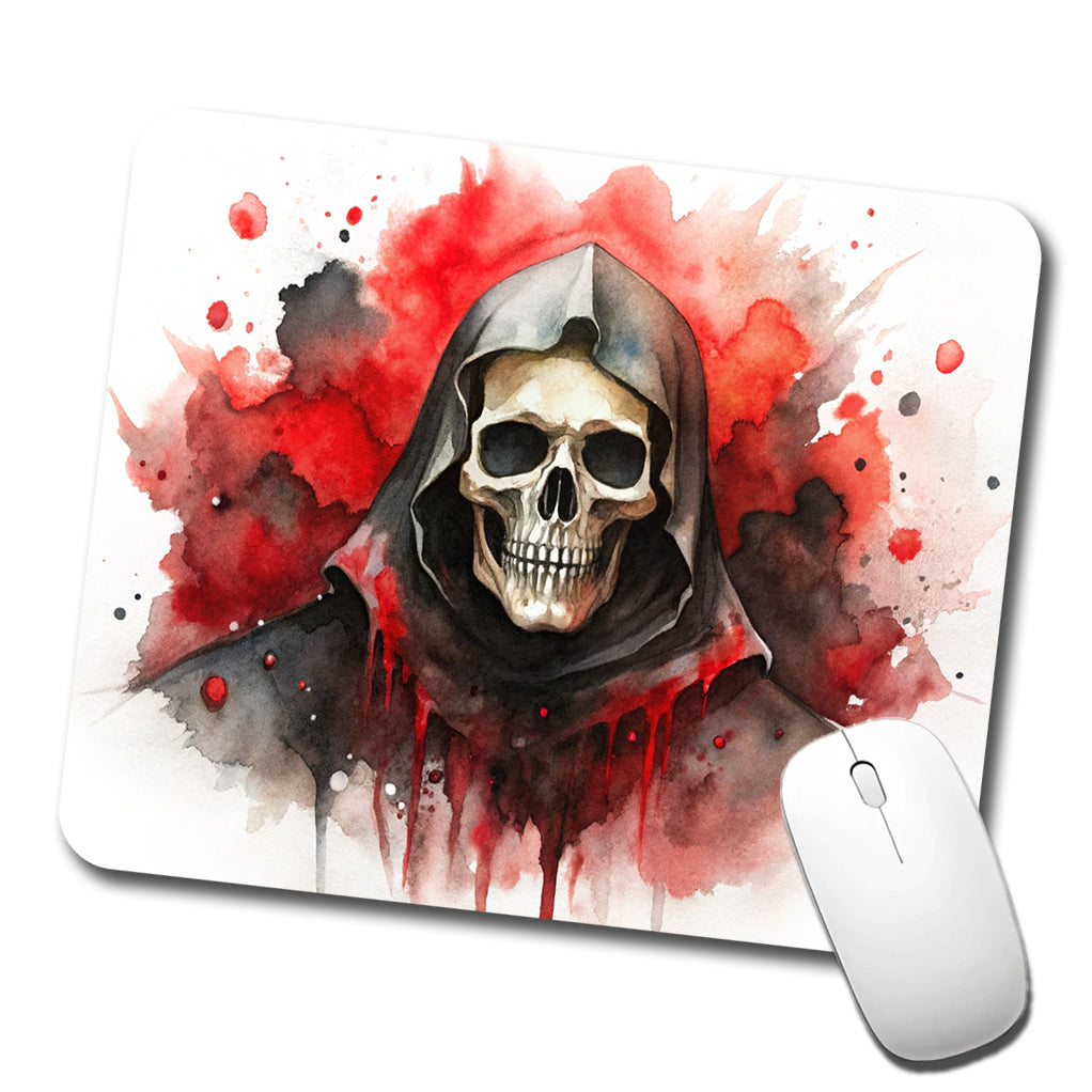 Death Grim Reaper Black Red Shades Watercolor Low Profile Mouse Pad Mat