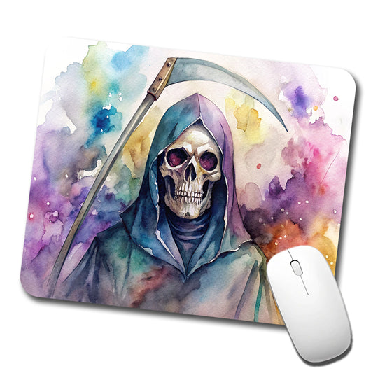 Death Grim Reaper Watercolor Halloween Low Profile Mouse Pad Mat