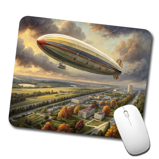 Dirigible Airship In Flight Over New Jersey Low Profile Mouse Pad Mat
