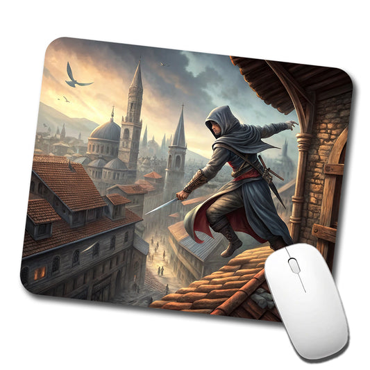 Fantasy Assassin Rogue Thief Rooftop Running Low Profile Mouse Pad Mat