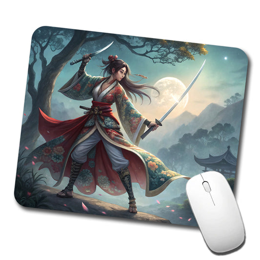 Fantasy Female Warrior Classic Japanese Anime Style Low Profile Mouse Pad Mat