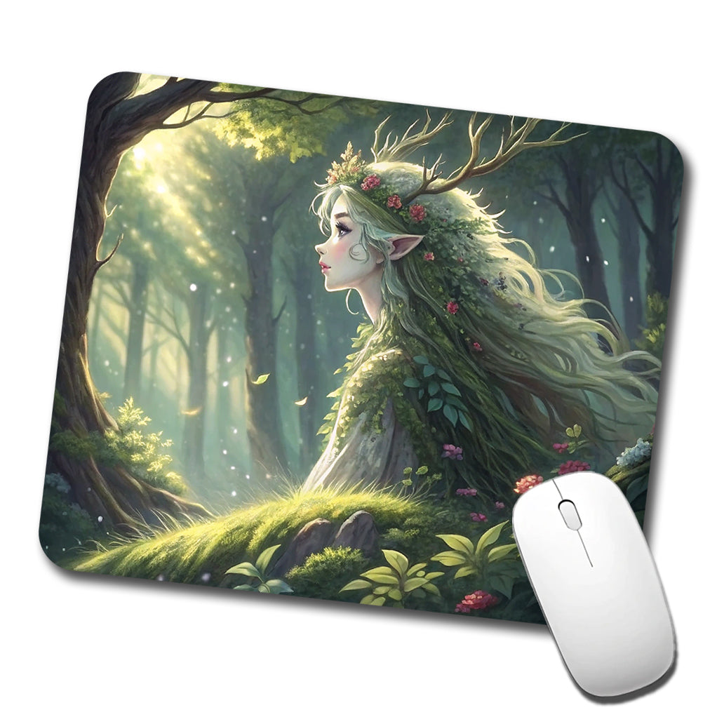 Fantasy Forest Spirit Anime Style Low Profile Mouse Pad Mat