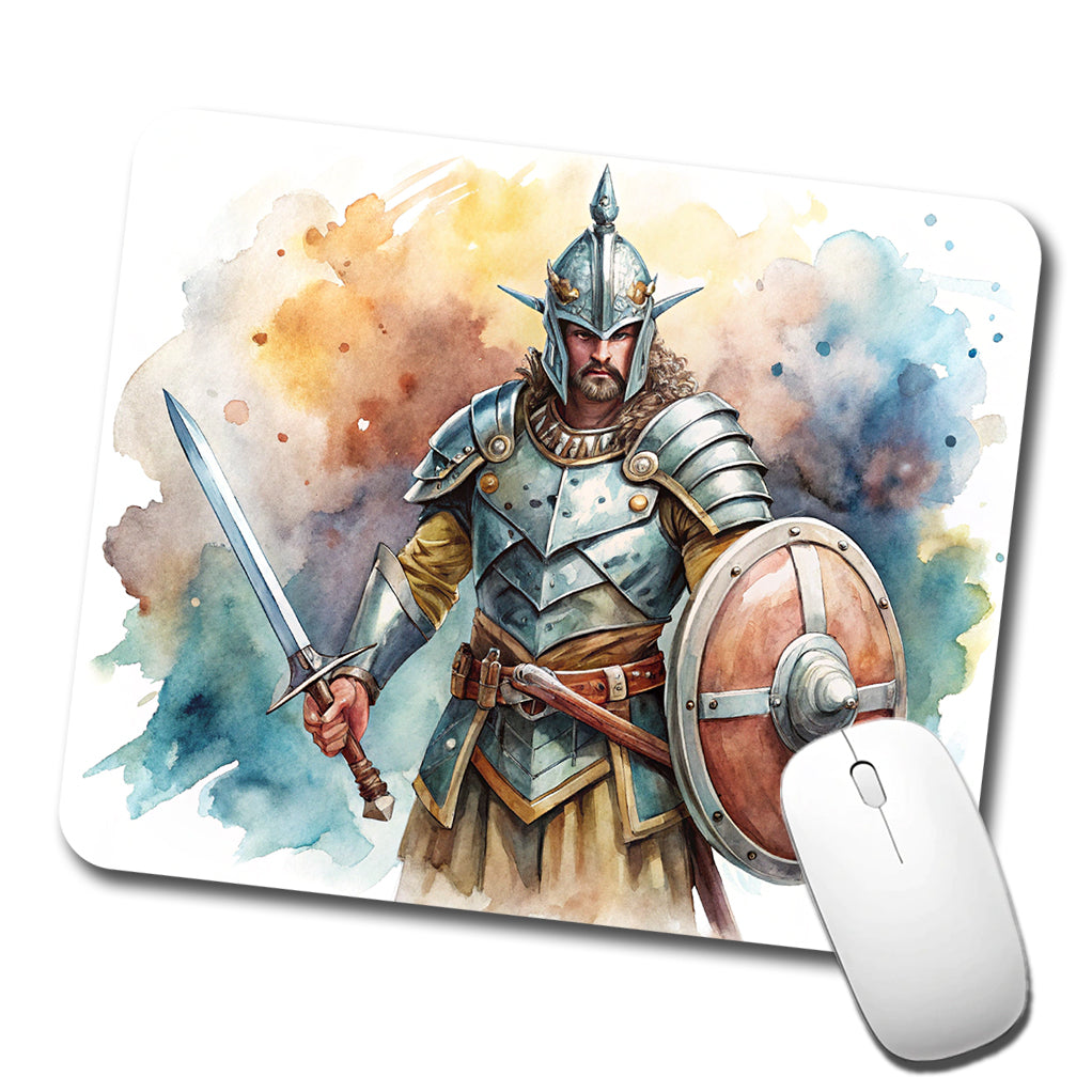 Fantasy Male Warrior Fighter With Full Armor Tank Low Profile Mouse Pad Mat