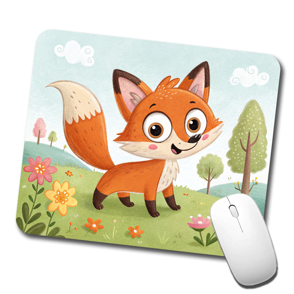Fox Children's Illustration Style Low Profile Mouse Pad Mat