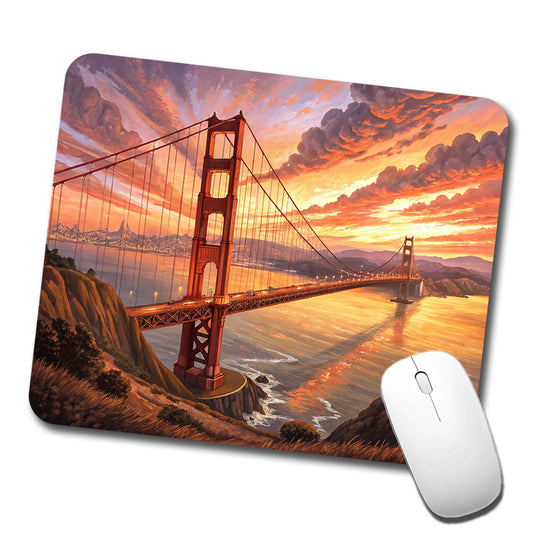 Golden Gate Bridge During Sunset San Francisco California Low Profile Mouse Pad Mat