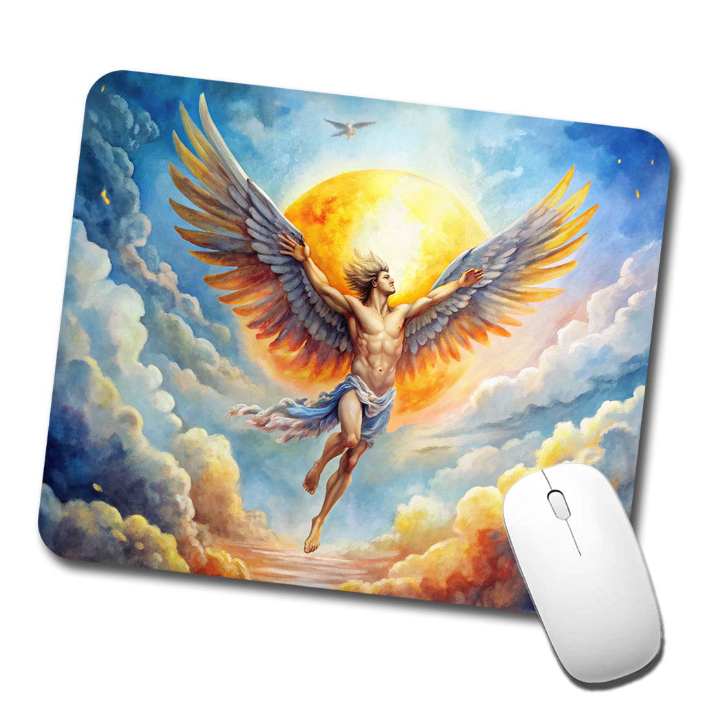 Icarus Flying Too Close To The Sun Greek Myth Watercolor Low Profile Mouse Pad Mat